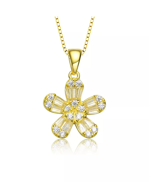 

Ожерелье из стерлингового серебра с позолоченным разноцветным багетным кубическим цирконием в форме цветка Gigigirl, gold