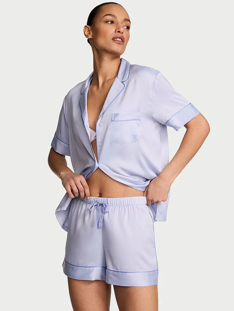 Фирменный атласный короткий пижамный комплект Victoria'S Secret, Signature Satin Icy Lavender
