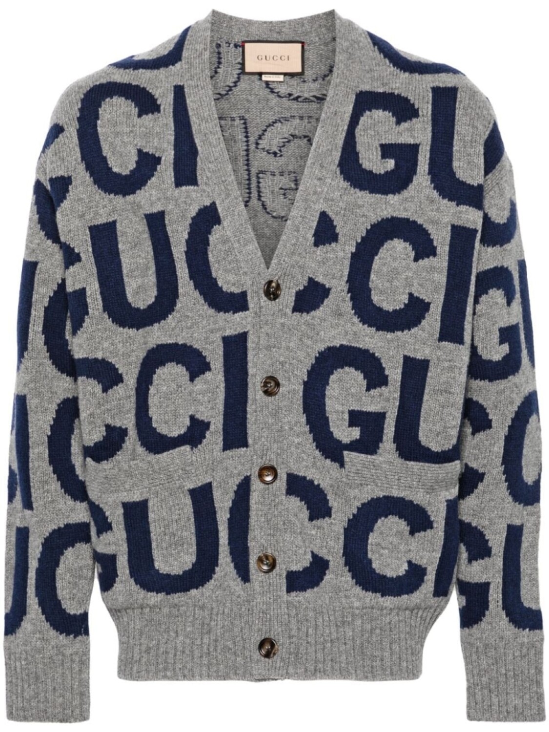 

Gucci шерстяной кардиган с логотипом, серый