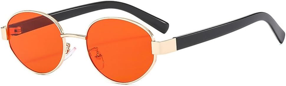 

Ретро металлические овальные солнцезащитные очки для женщин, модные, с прозрачными линзами цвета океана, защита от УФ-излучения UV400, модные панк-солнцезащитные очки для мужчин TYUVIVO, Golden Red