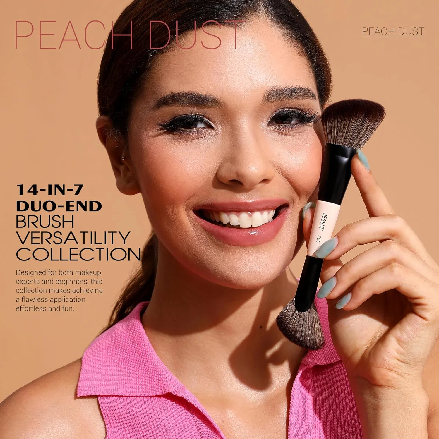 Набор двусторонних кистей для макияжа Jessup Brush Set, 14 в 7, Peach Dust T600 Jessup — фото 3