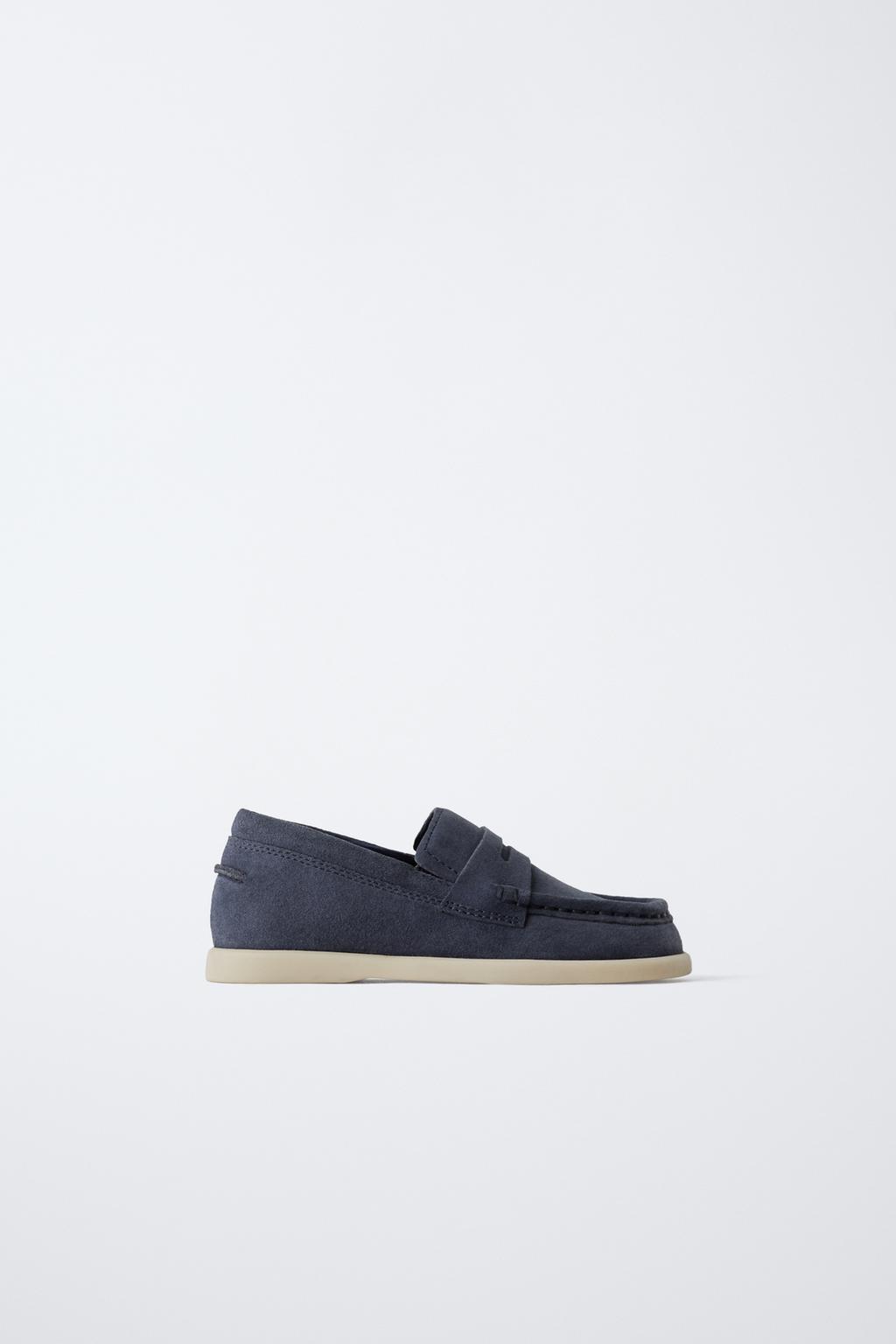 

Кожаные мокасины за пенни ZARA, синий
