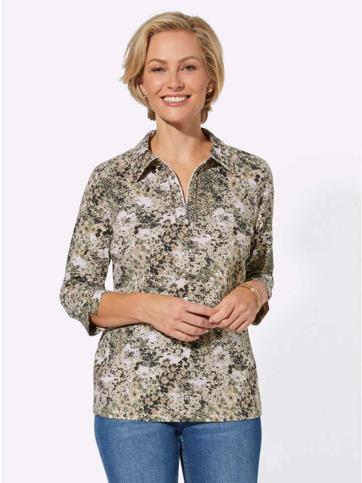 

Рубашка-поло с принтом цвета грязи и экрю WITT WEIDEN