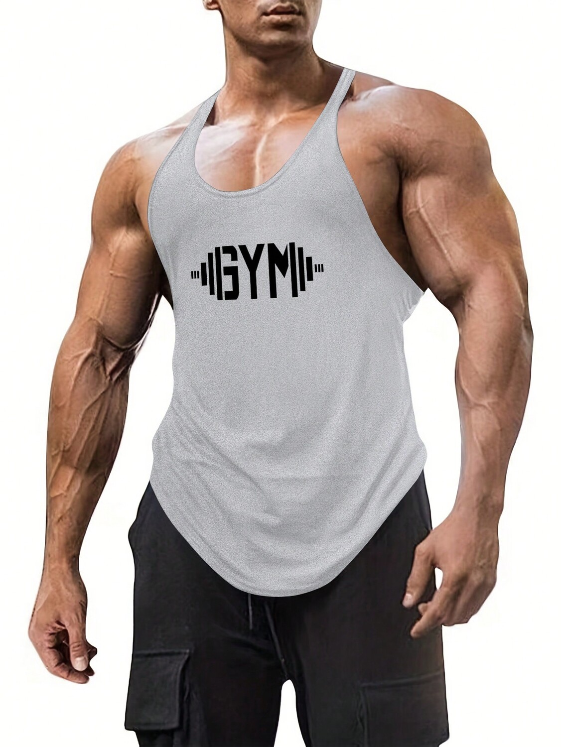 

Мужская летняя повседневная майка с буквенным принтом Manfinity Homme, светло-серый