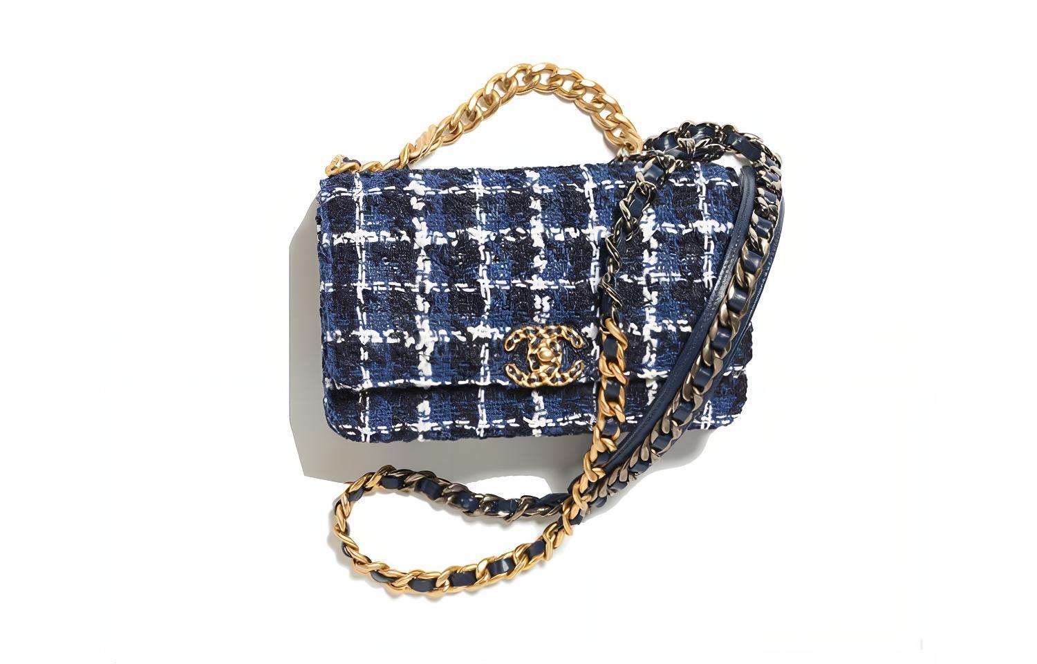 

CHANEL Сумка через плечо из хлопкового твида, женская, синяя/белая/морской синий