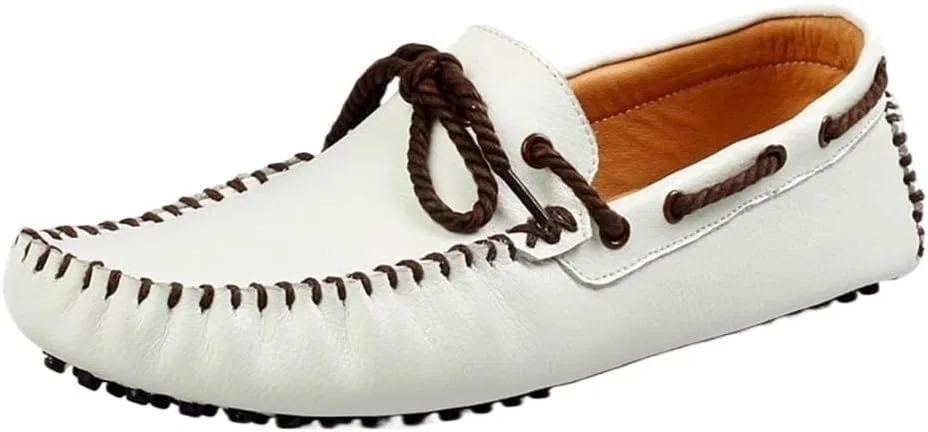 Мокасины мужские кожаные повседневные, White DHFIRUFSHLO