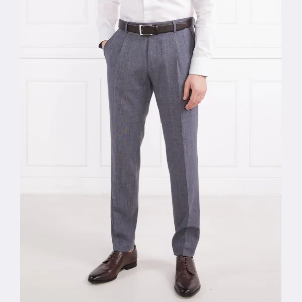 Брюки узкого кроя h-genius-pleat-232 с добавлением шерсти Boss, синий — фото 2