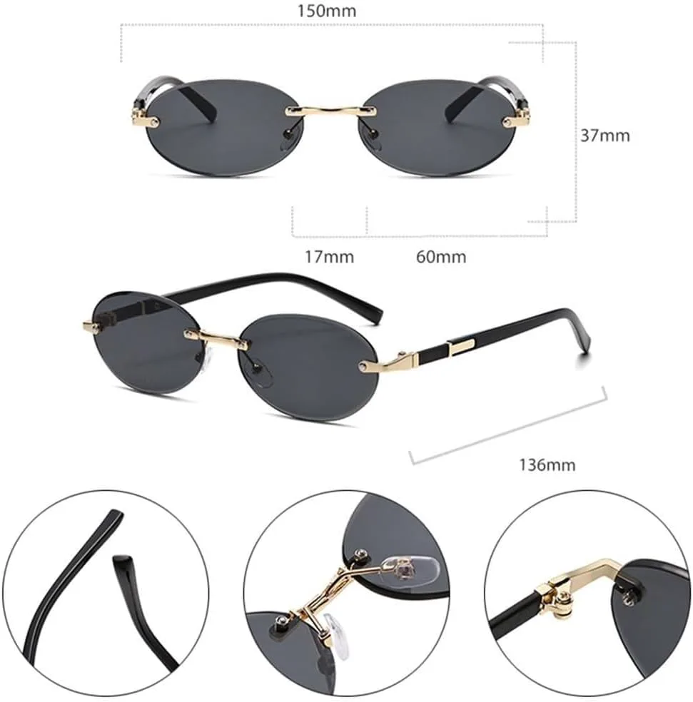 

Женские солнцезащитные очки овальные без оправы, линзы прозрачные градиент «океан», UV400. Мужские спортивные очки для бега и велосипеда LXLHWN, серый градиент