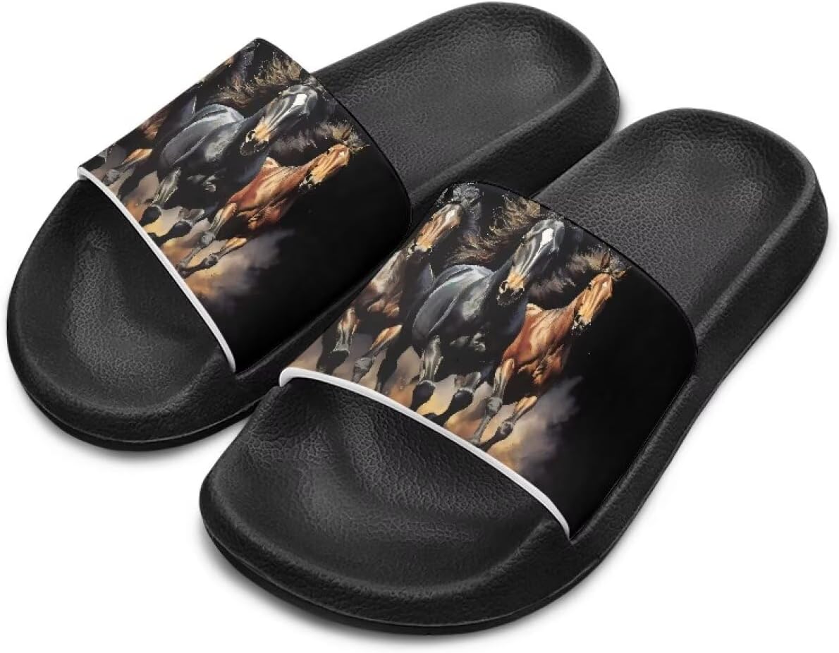 

Детские шлепанцы для мальчиков и девочек, летние тапочки, для улицы, пляжа, бассейна, душа, спорта, подарок (младший/старший ребенок) Cugasmaru, Horse