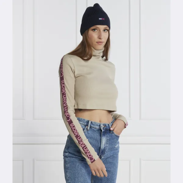 Укороченная водолазка Calvin Klein, бежевый — фото 2