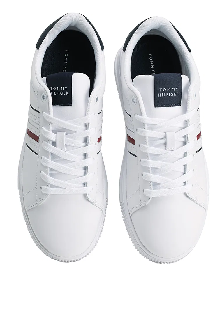 Кроссовки кожаные, полоски, Tommy Hilfiger, белый — фото 4