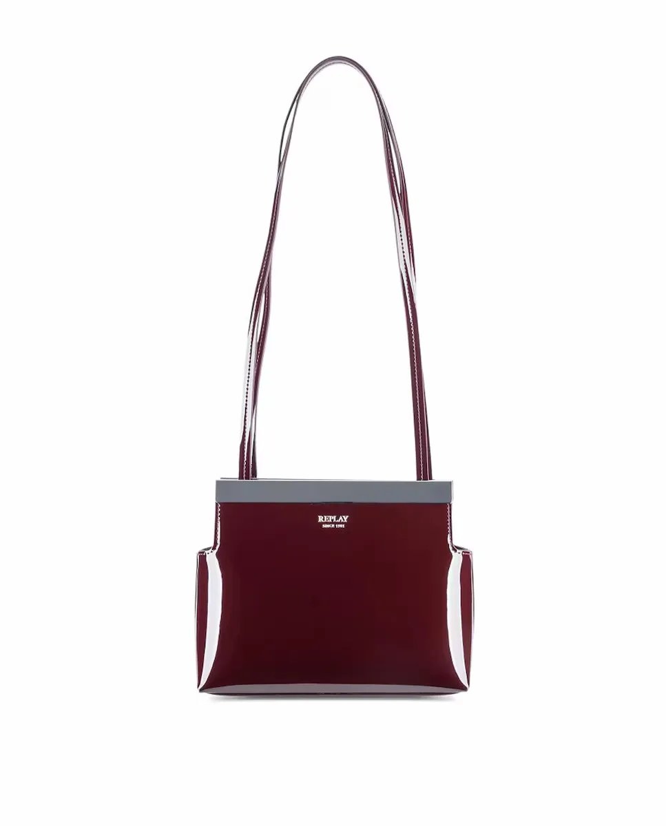 

Сумка через плечо из лакированной кожи с магнитной застежкой Replay, гранатовый, Красный, Сумка через плечо из лакированной кожи с магнитной застежкой Replay, гранатовый