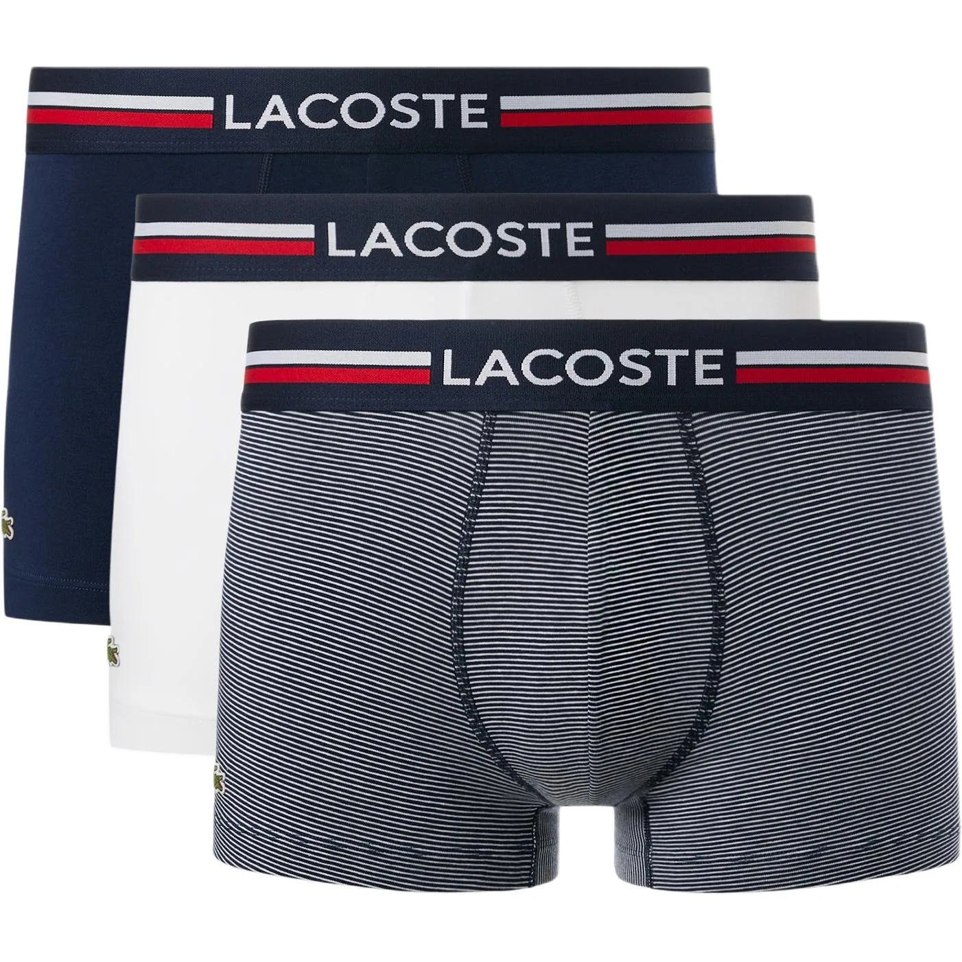 Трусы мужские Lacoste 3 шт, набор (белый+темно-синий+синий)