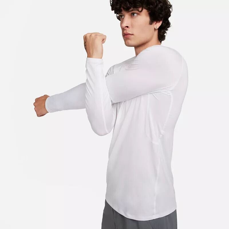 Мужская тонкая футболка для фитнеса с длинными рукавами Nike Pro Dri-FIT, белый — фото 4