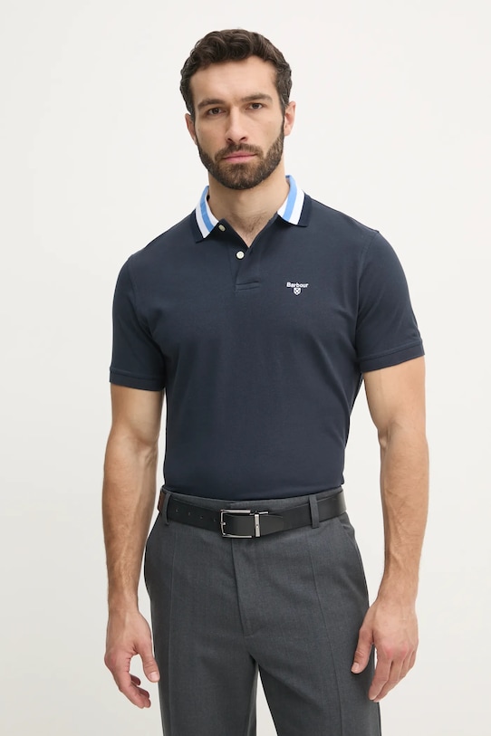 

Хлопковая поло Hawkesmoor Tipped Tailored Fit Polo Shirt Barbour, темно-синий