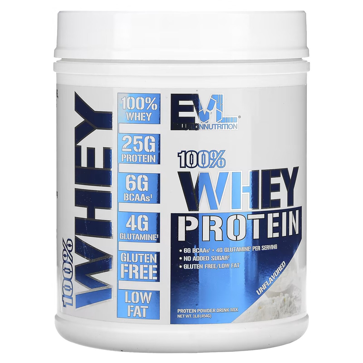 

100% Сывороточный протеин, без вкуса, 1 фунт (454 г) Evlution Nutrition