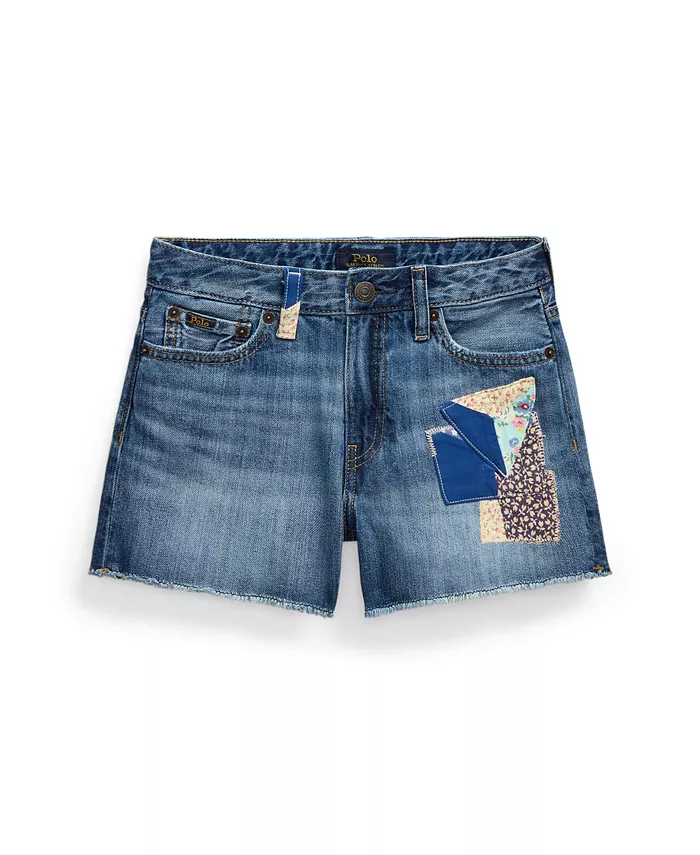 

Шорты джинсовые потертые Big Girls Polo Ralph Lauren, синий