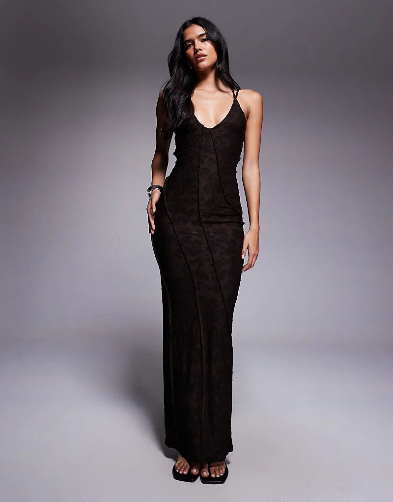 

Платье миди без рукавов с круглым вырезом ASOS DESIGN коричневого цвета