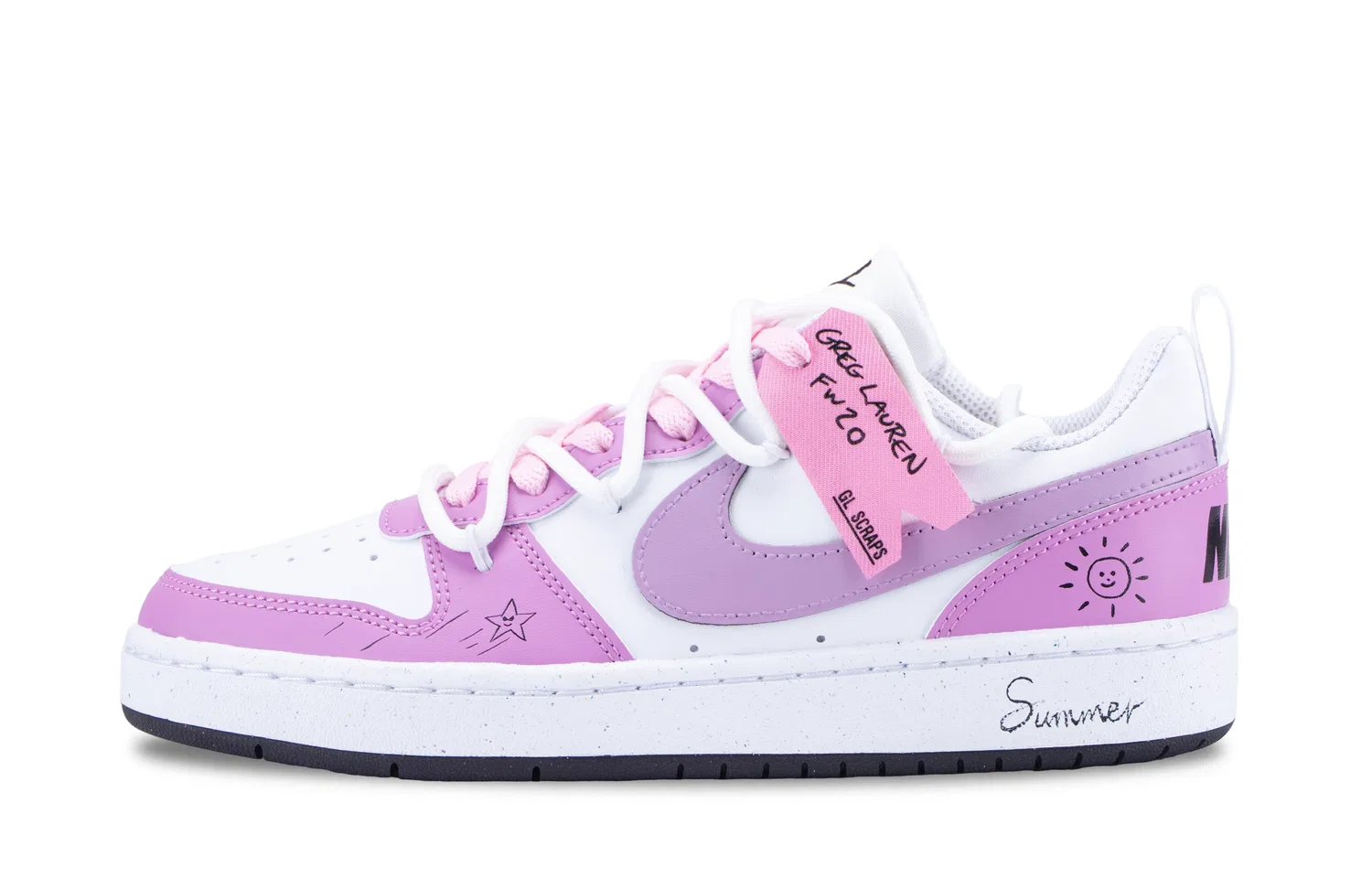 Кроссовки для скейтбординга Court Borough Starry Summer Brush Low top Pink Purple Nike, Pink Purple White (Pink Shopping Bag) — фото 3