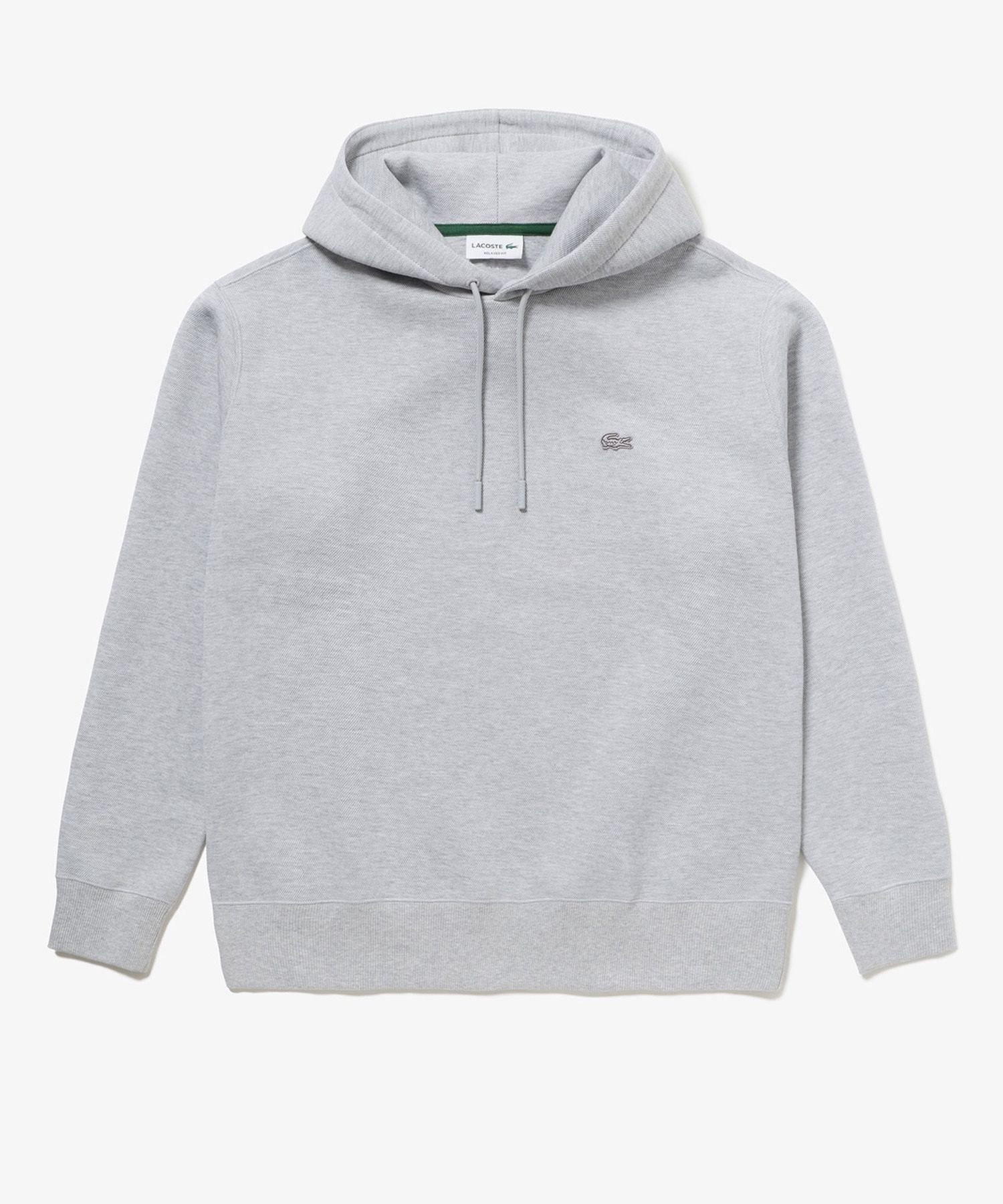 Худи LACOSTE из вязки пике, однотонный, серый — фото 2