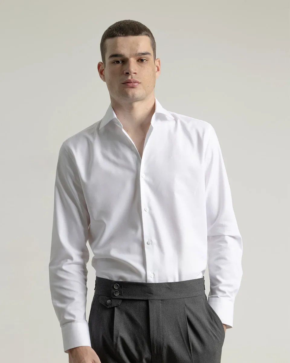 

Мужская рубашка классического кроя белая, однотонная PuroEgo, белый