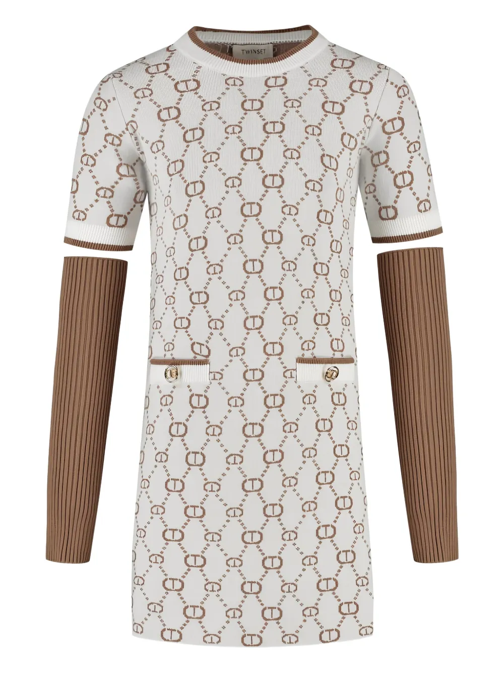 

Платье с монограммным рисунком TWINSET Kids, белый