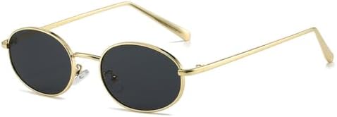 

Солнцезащитные очки в стиле ретро 2027 года, маленькая овальная металлическая оправа, для женщин, защита от ультрафиолета UV400, для мужчин, панк-очки MTZJH, Golden Gray