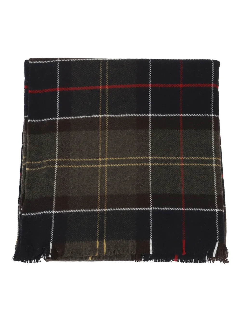 

Клетчатый шарф с бахромой Barbour, коричневый