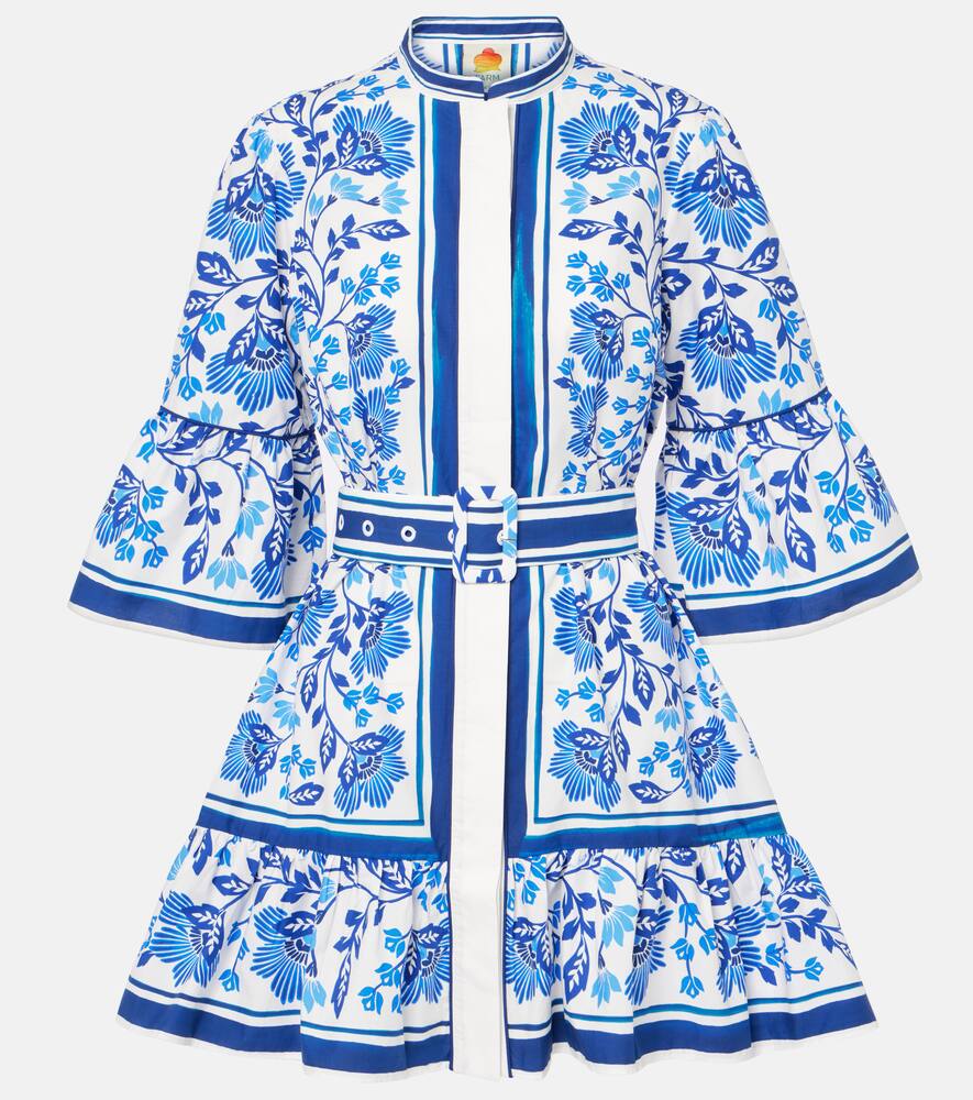 

Хлопковое мини-платье с принтом Farm Rio, Garden Tiles Off-White