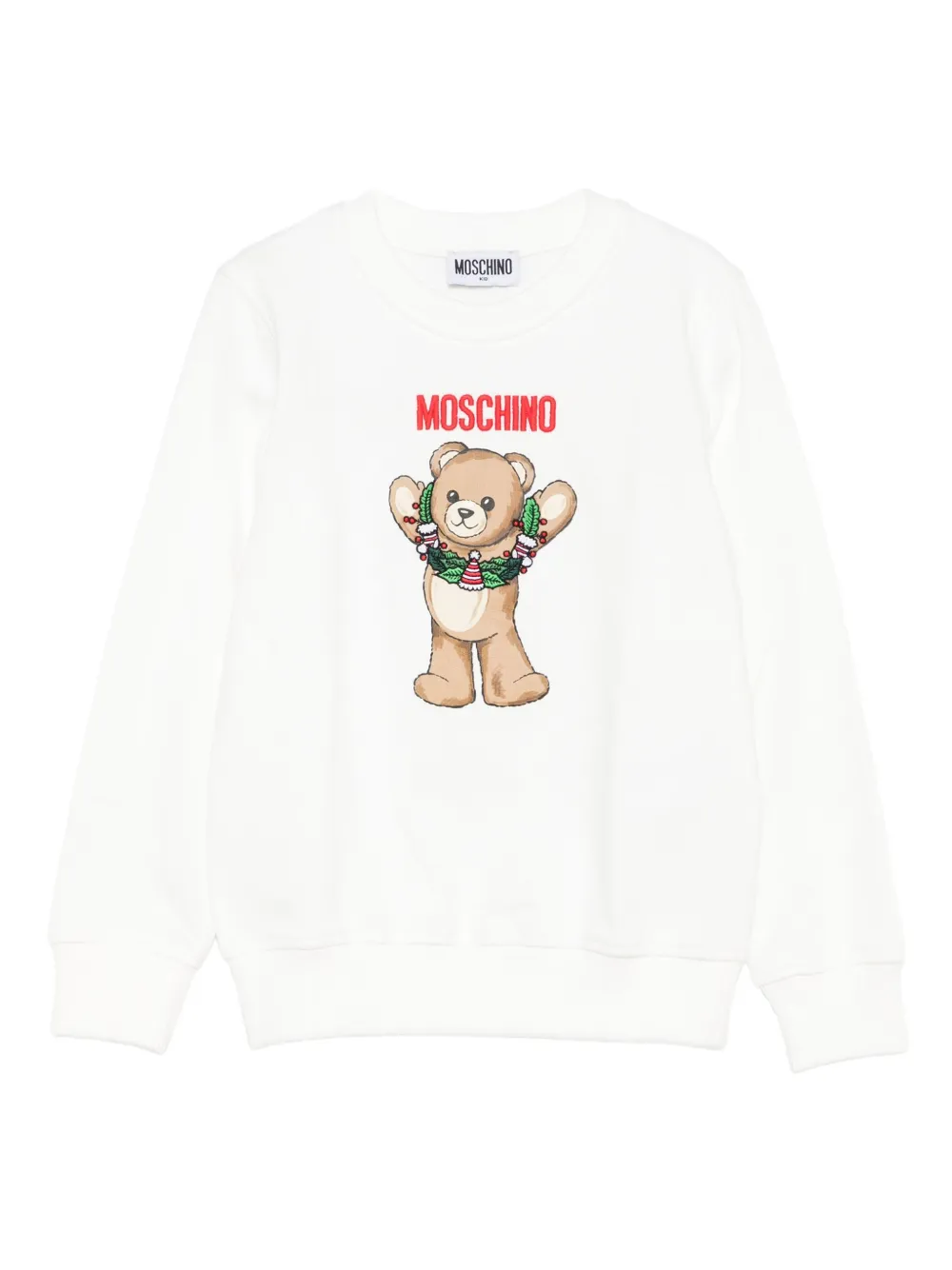 

Хлопковая толстовка с принтом «тедди» Moschino Kids, белый