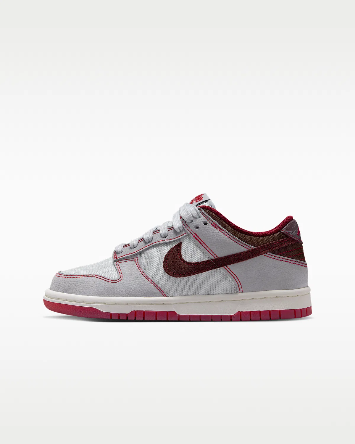 Детские кроссовки Nike Dunk Low LV8 1, Pure Platinum/Wolf Grey/Team Red/Burgundy Crush