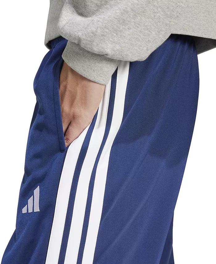 Мужские классические сужающиеся спортивные брюки в полоску adidas, синий — фото 3