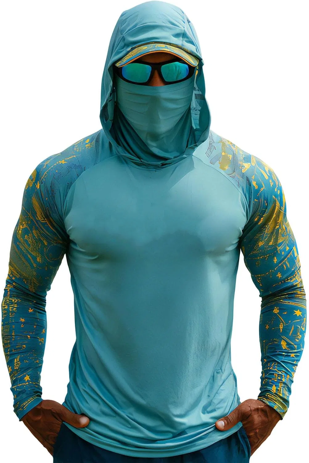 Рыбацкая футболка с капюшоном UPF 50+ Generic, Turquoise