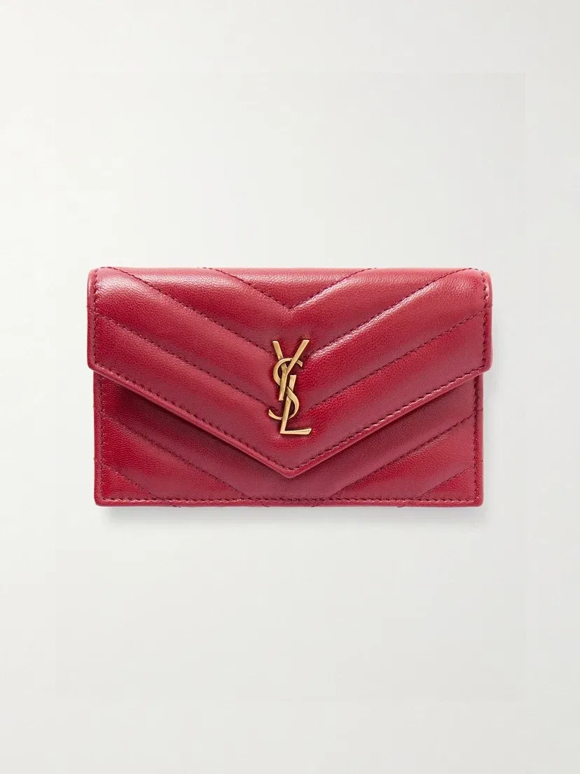 Кошелек Cassandre из стеганой кожи SAINT LAURENT, красный