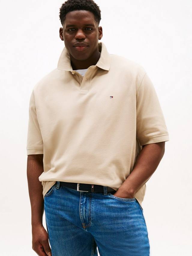 

Плюс 1985 поло с короткими рукавами Regular Fit из хлопковой смеси Tommy Hilfiger, Natural Beige