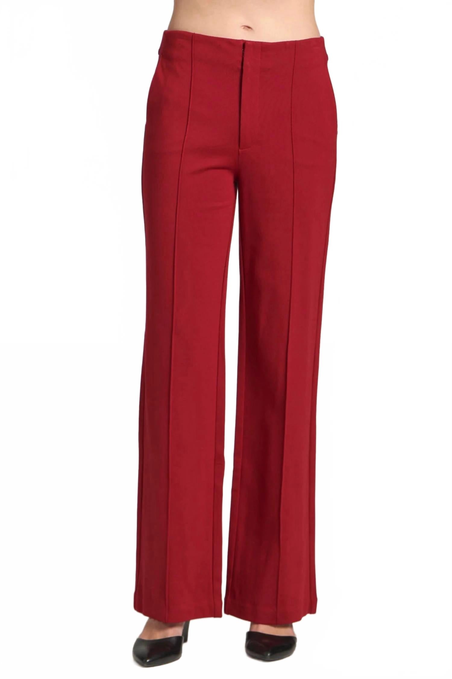 

APNY Брюки с застежкой-молнией спереди и складками, вишневого цвета