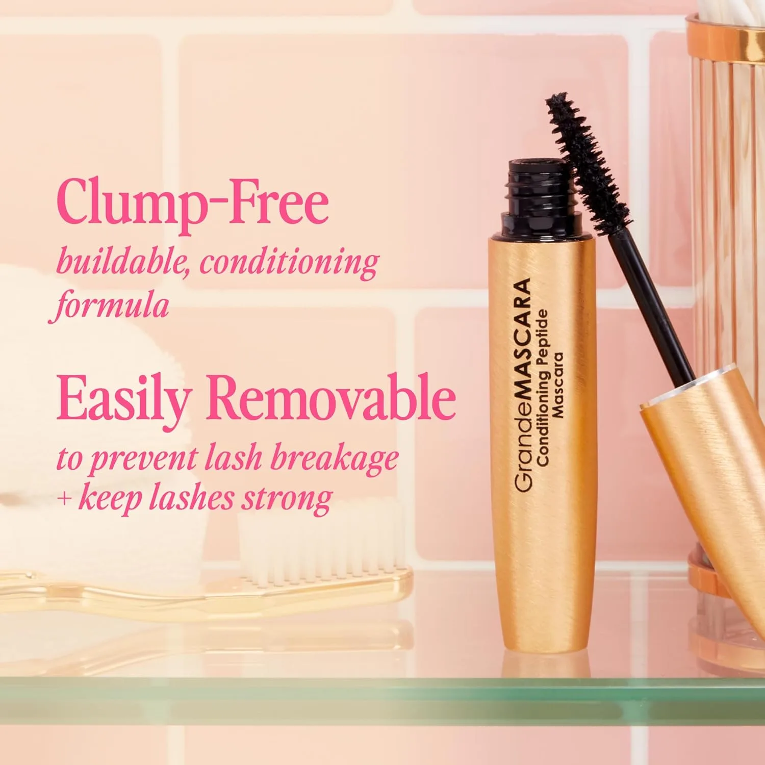 Тушь для ресниц Grande Cosmetics GrandeMASCARA Conditioning Peptide Mascara - интенсивный объем и длина - стойкая, без комочков - черный цвет - подходит для ресниц и наращенных ресниц 5.67 г (1 шт.), Black — фото 4