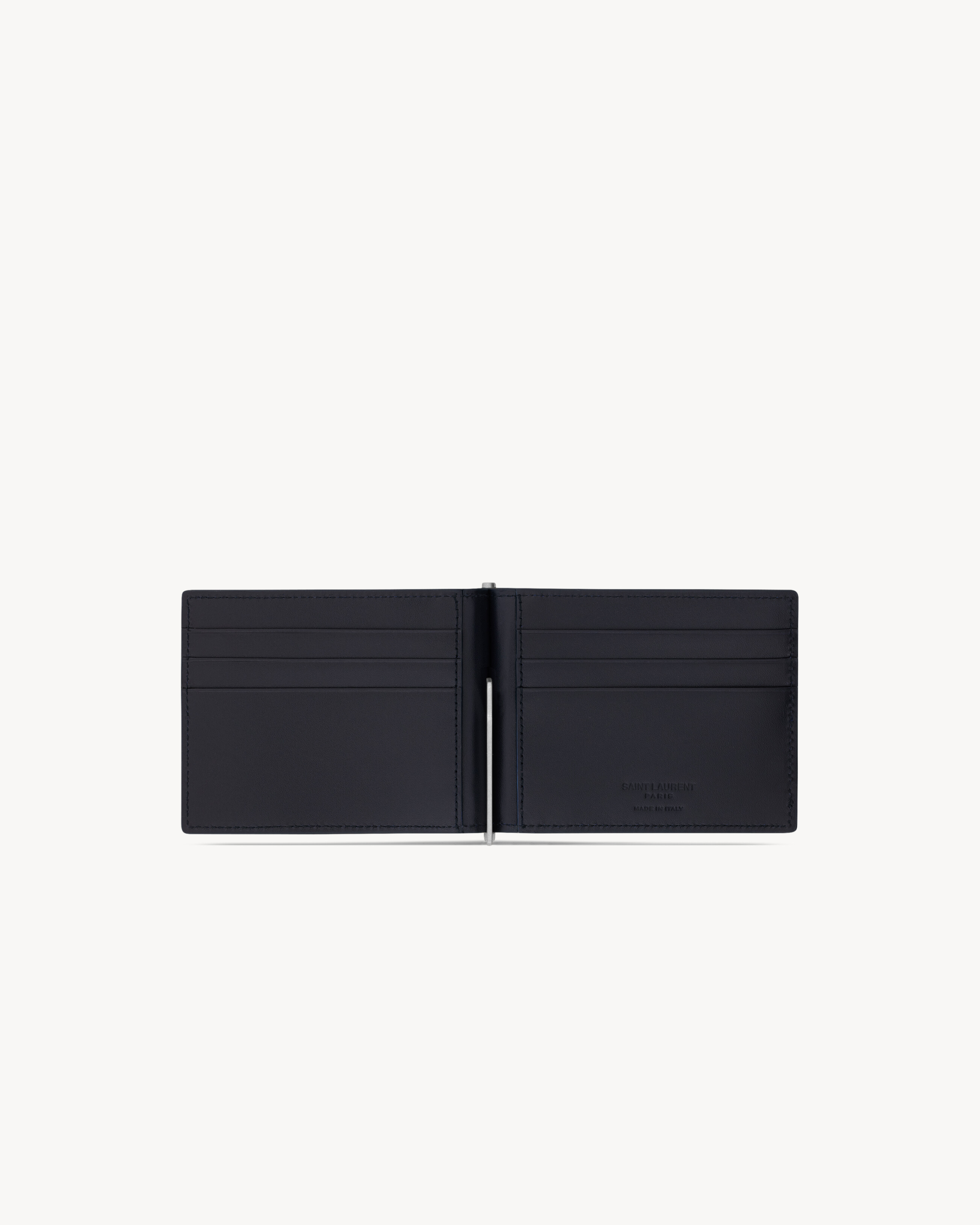 Кошелек для банкнот Saint Laurent Paris из гладкой кожи, синий — фото 4