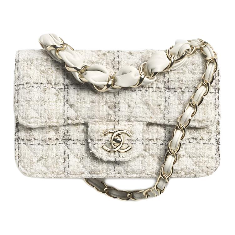 

CHANEL Wool Twill Soft Woolen Shoulder Bag, Crossbody Bag, Handbag Mini Women's Gray & Black