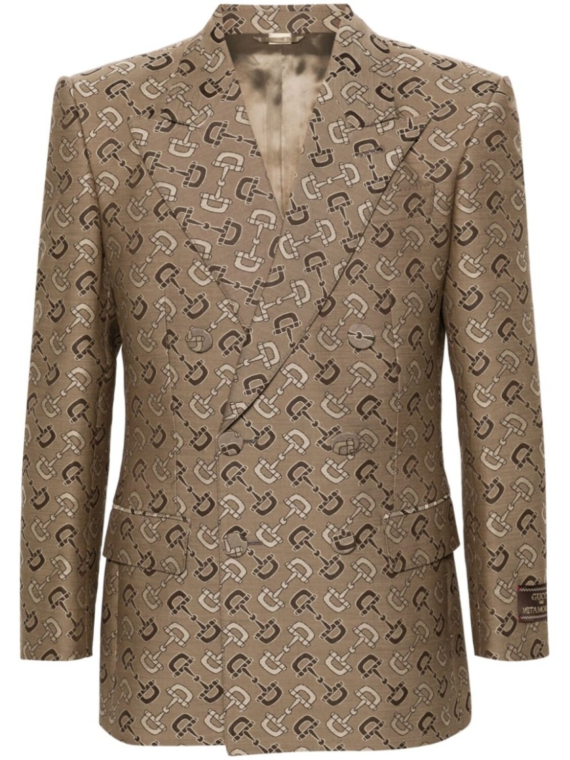 

Gucci двубортный пиджак с узором Maxi Horsebit, нейтральный цвет