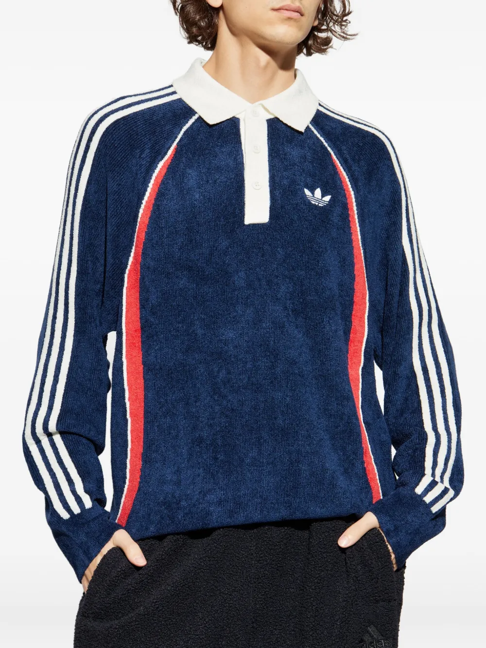 Свитер Retro Remix Teamgeist с воротником поло Adidas, синий — фото 3