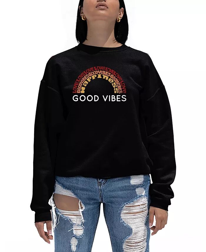 

Женская толстовка Word Art Good Vibes с круглым вырезом LA Pop Art, черный