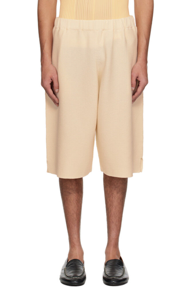 

Бежевые обтягивающие шорты из хлопкового трикотажа HOMME PLISSÉ ISSEY MIYAKE