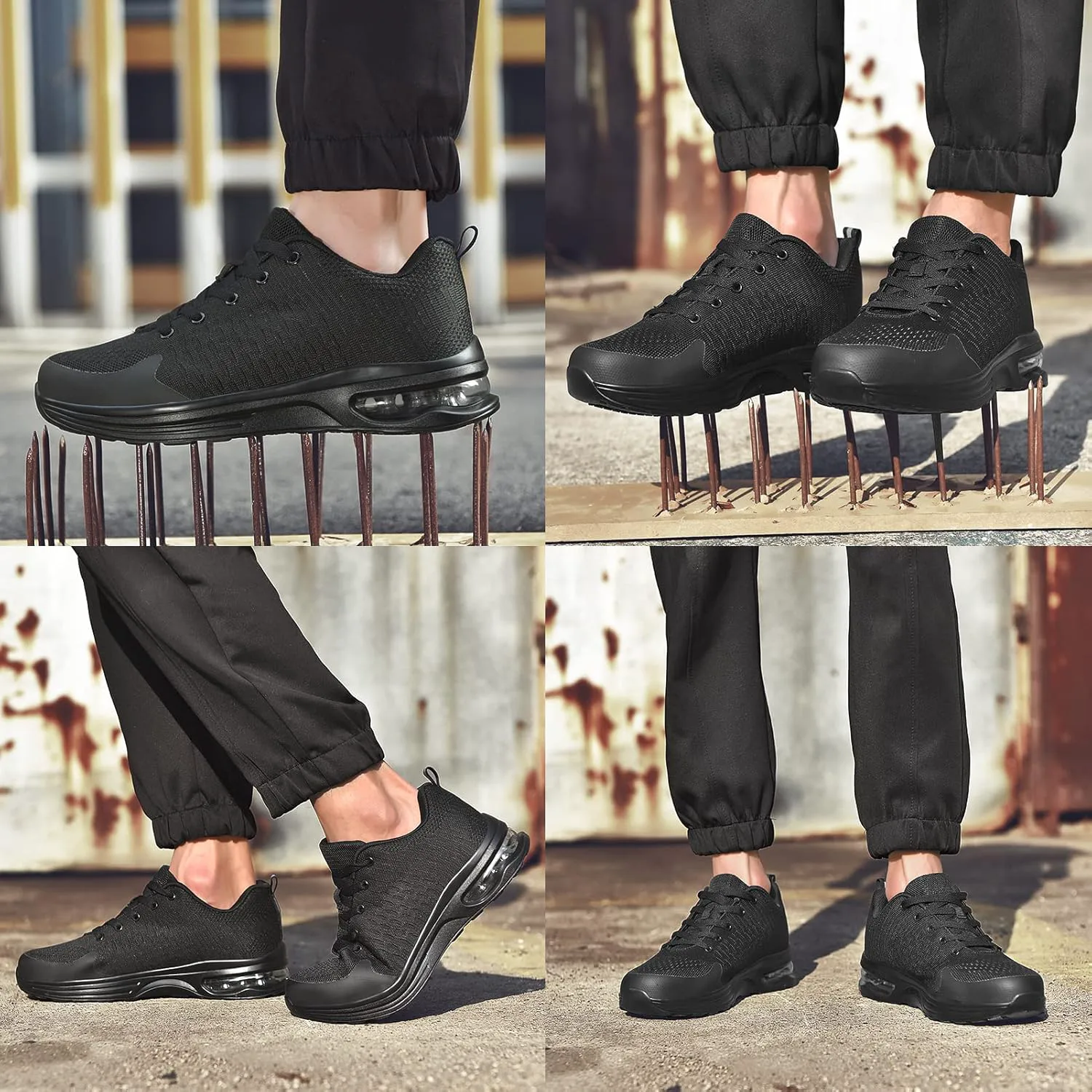 

Защитные обувь LUPWEE с стальным носком для мужчин и женщин, противоскользящие рабочие туфли, пуленепробиваемые, комфортные, неразрушимые кроссовки с специализированной рабочей стелькой для промышленности, строительства и складов, черный