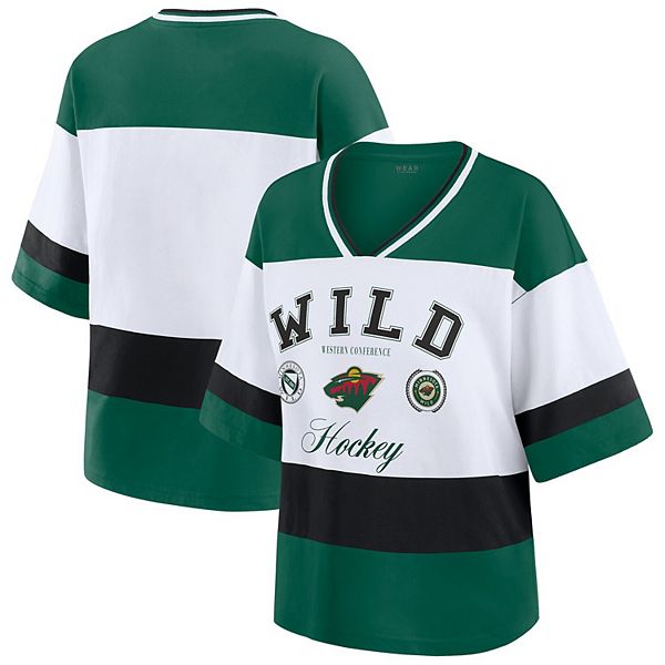 

Женская футболка в стиле джерси Minnesota Wild зеленого и белого цветов Wear By Erin Andrews, Зеленый, Женская футболка в стиле джерси Minnesota Wild зеленого и белого цветов Wear By Erin Andrews