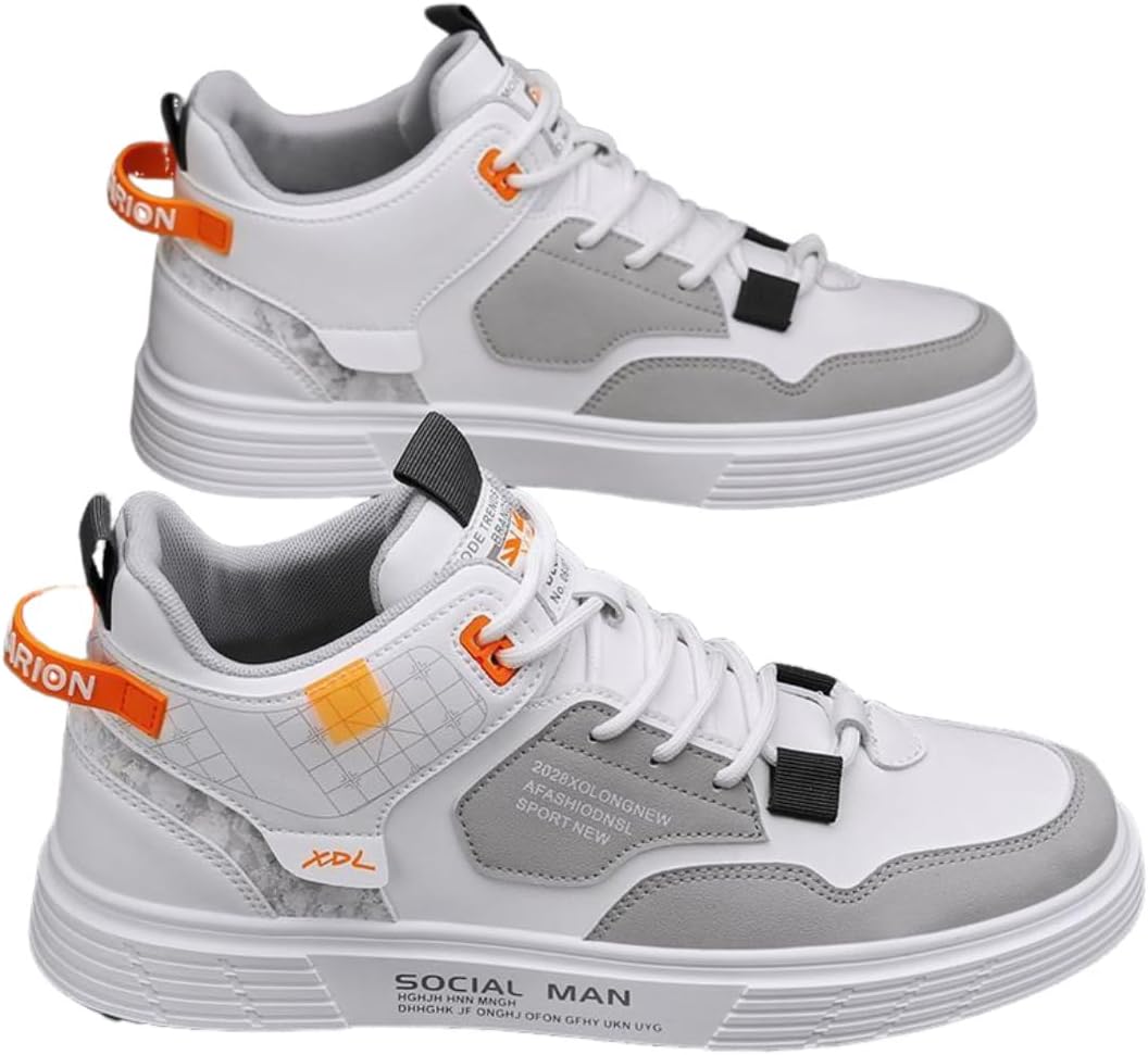 

Мужские высокие кеды однотонного цвета, дышащие, модные повседневные туфли, спортивные теннисные кроссовки для тренировок и зала Lexamen, белый