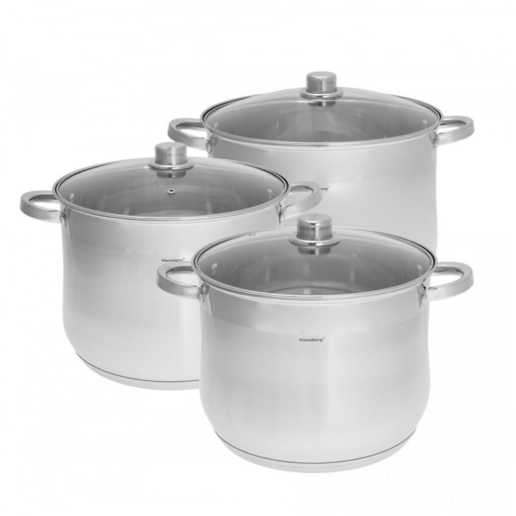 

Кастрюли Klausberg Stock Pot 10,7л 8,6л 7,0л KB7177, серебро