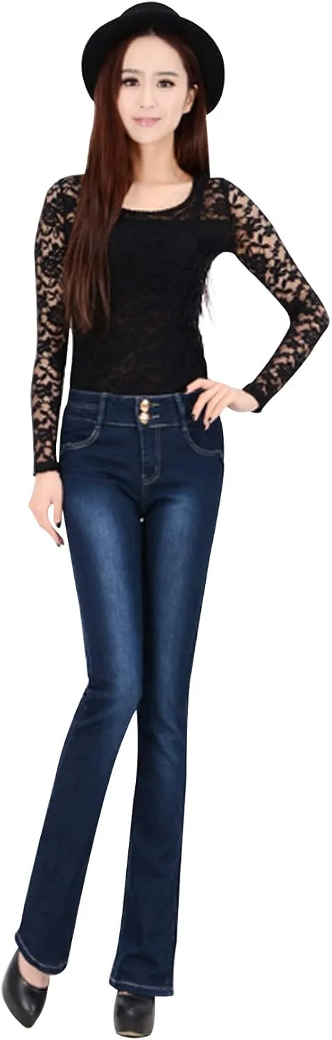 

Женские джинсы скинни флэры на высокой талии Legou