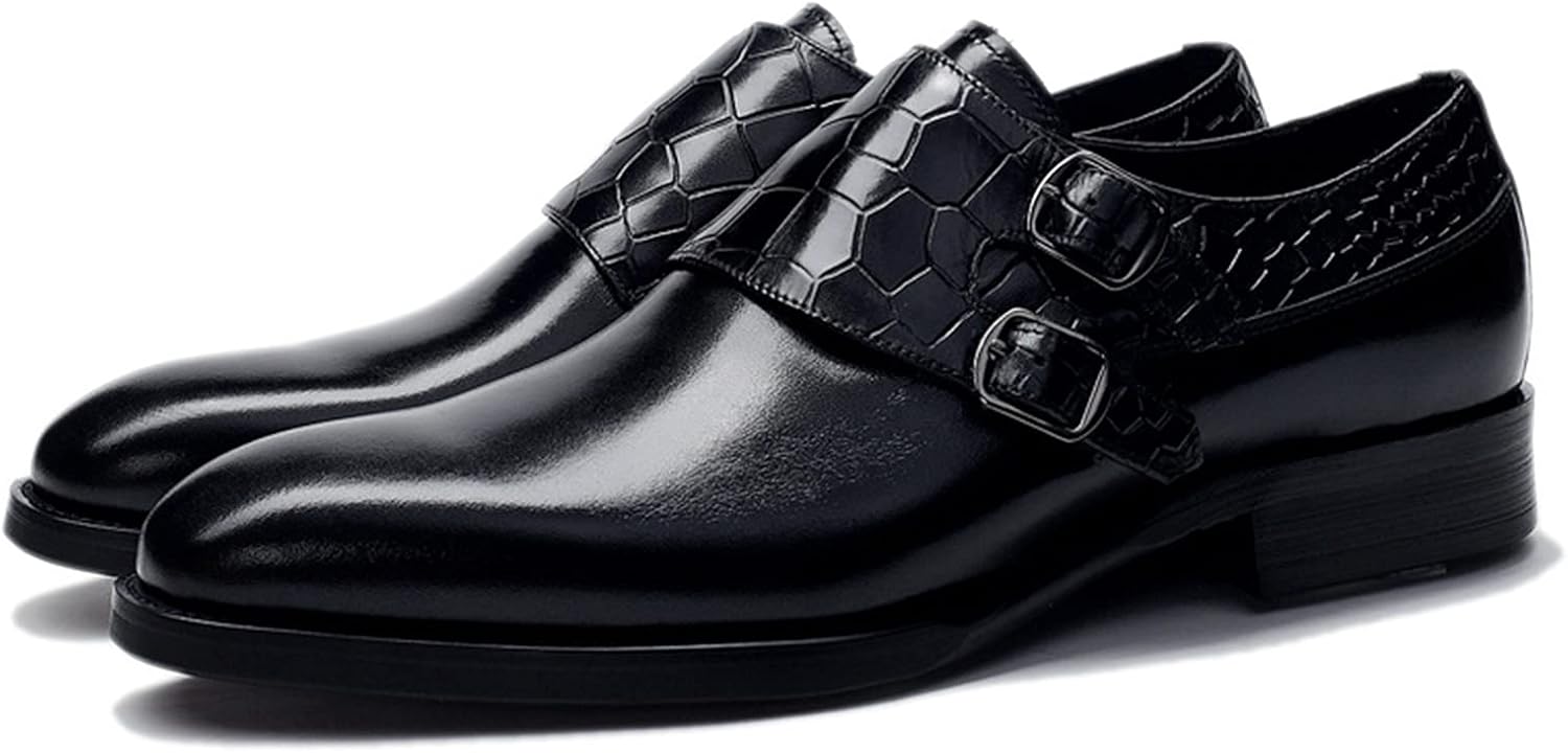 

Мужские туфли-лоферы WKNBEU с двойным ремешком типа 'монах', крылатый носок, формальные туфли, лоферы на удобной подошве, оксфорды для бизнеса и повседневной носки, черные - US8/UK7/EU40