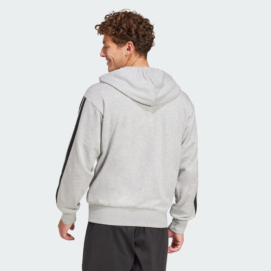 Спортивная толстовка с капюшоном на молнии ADIDAS SPORTSWEAR Essentials French Terry, светло-серый — фото 3